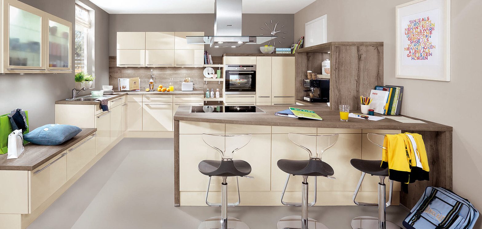 Contemporary wood cabinets with sleek countertops