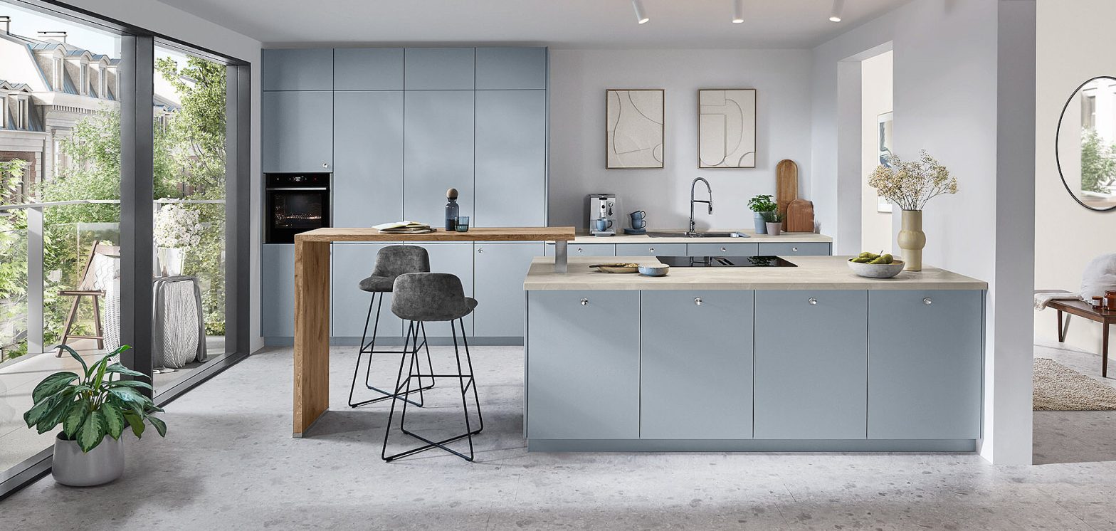 Modern cabinetry around a kitchen work area