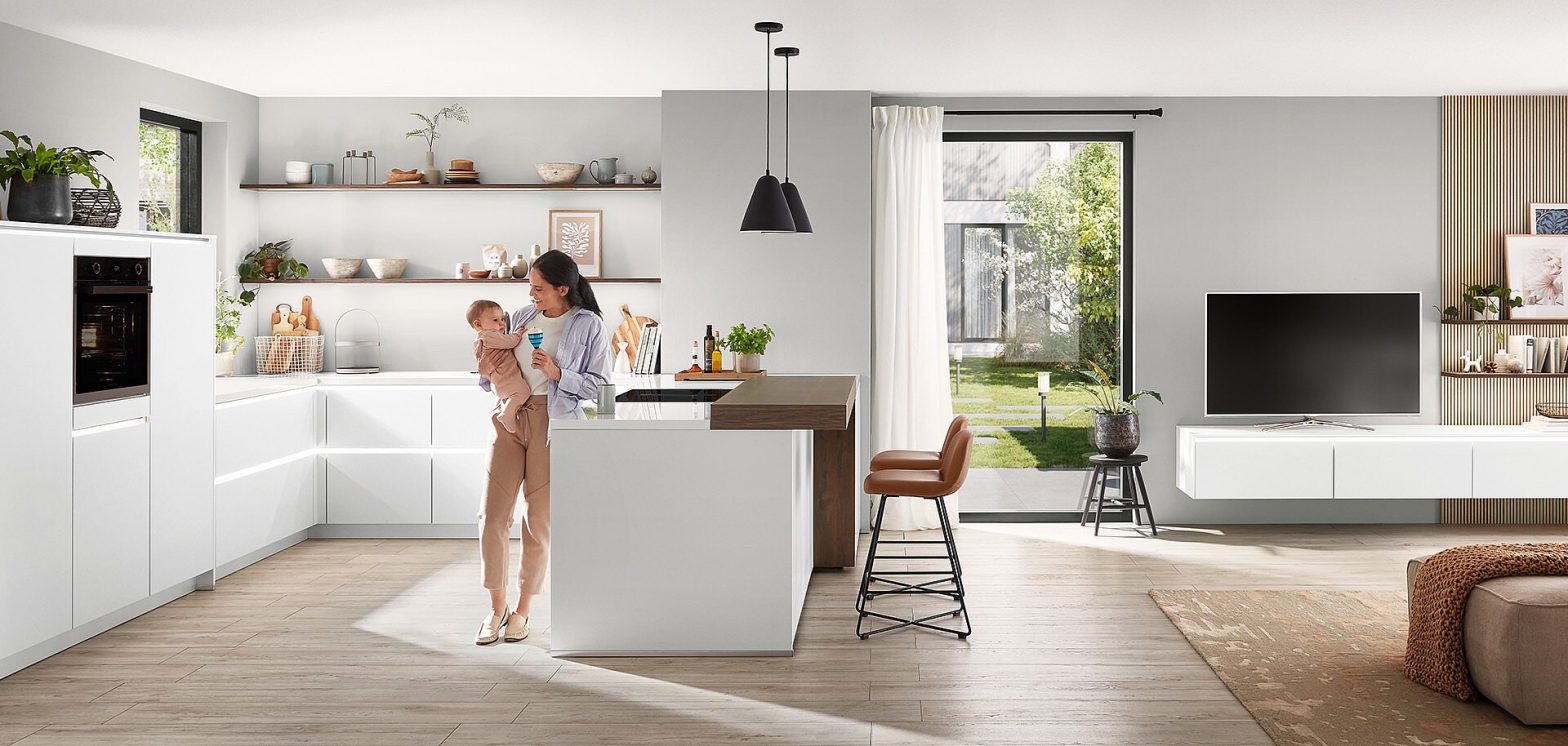 Contemporary cabinets with elegant neutral finishes