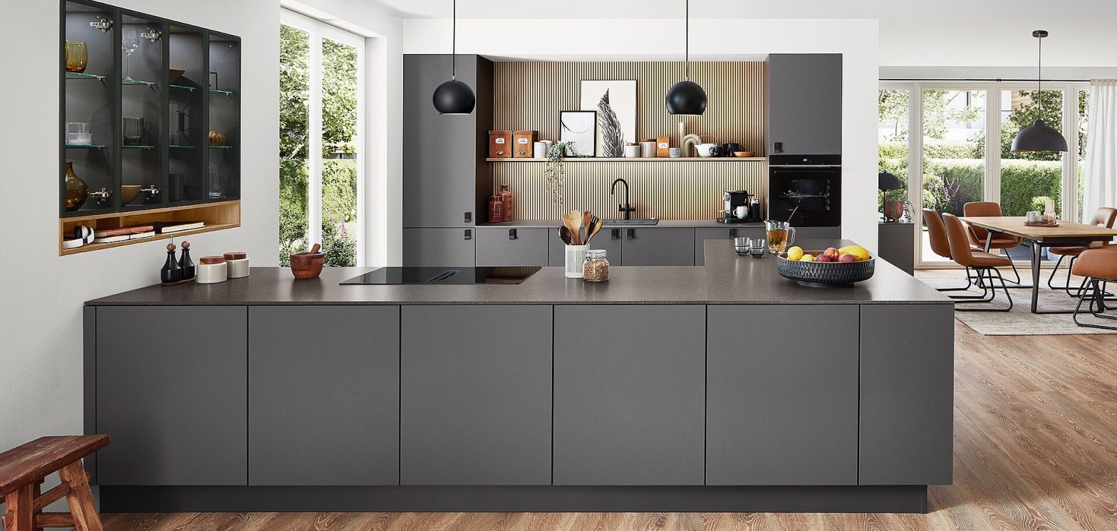 Contemporary kitchen cabinets with wide doors
