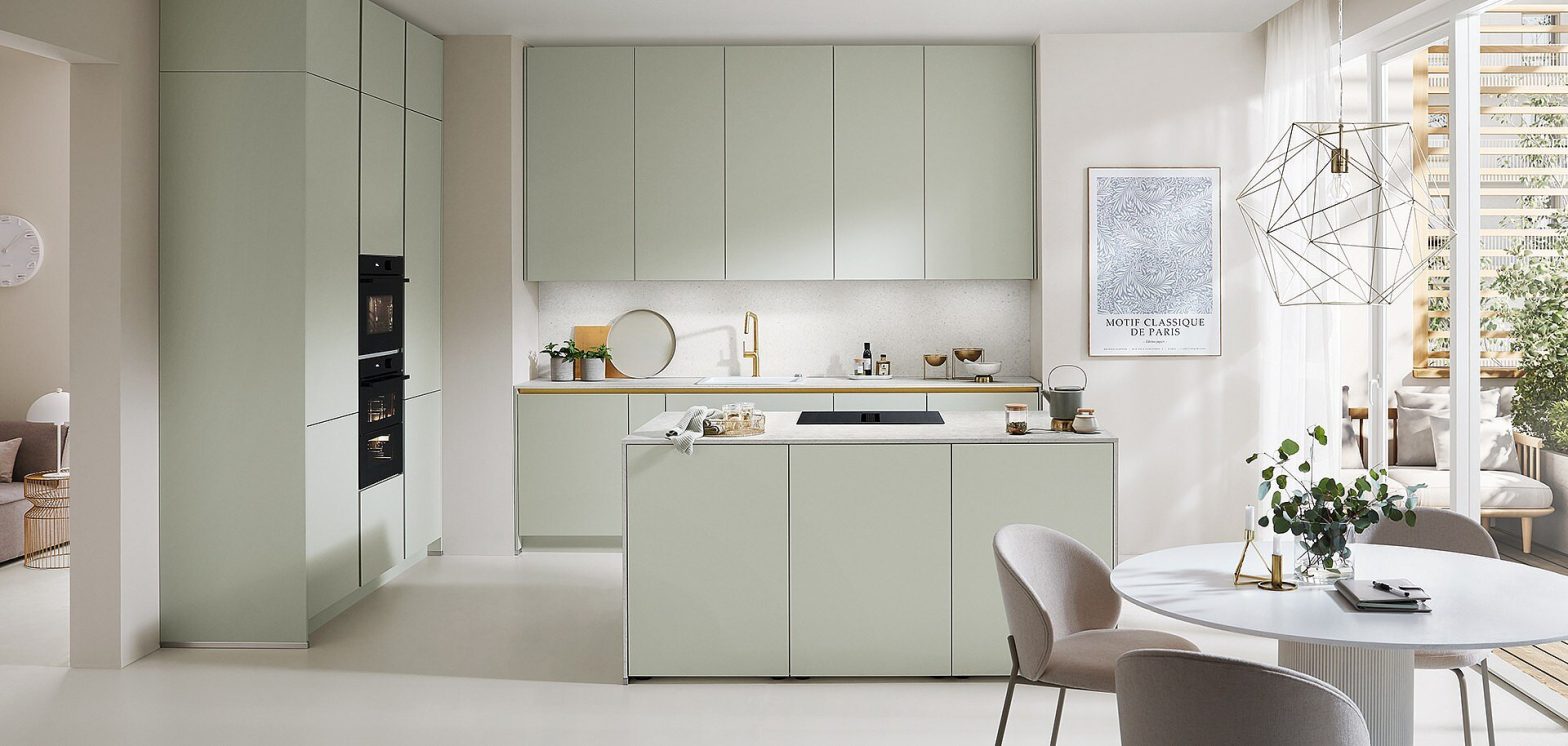 Sleek kitchen cabinets with contemporary countertop