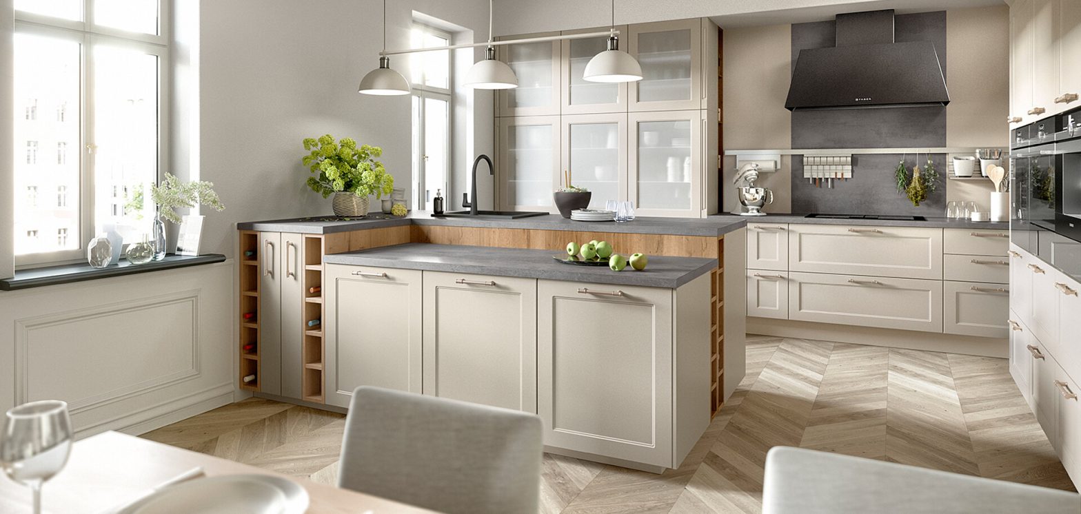 Modern kitchen storage with deep drawers