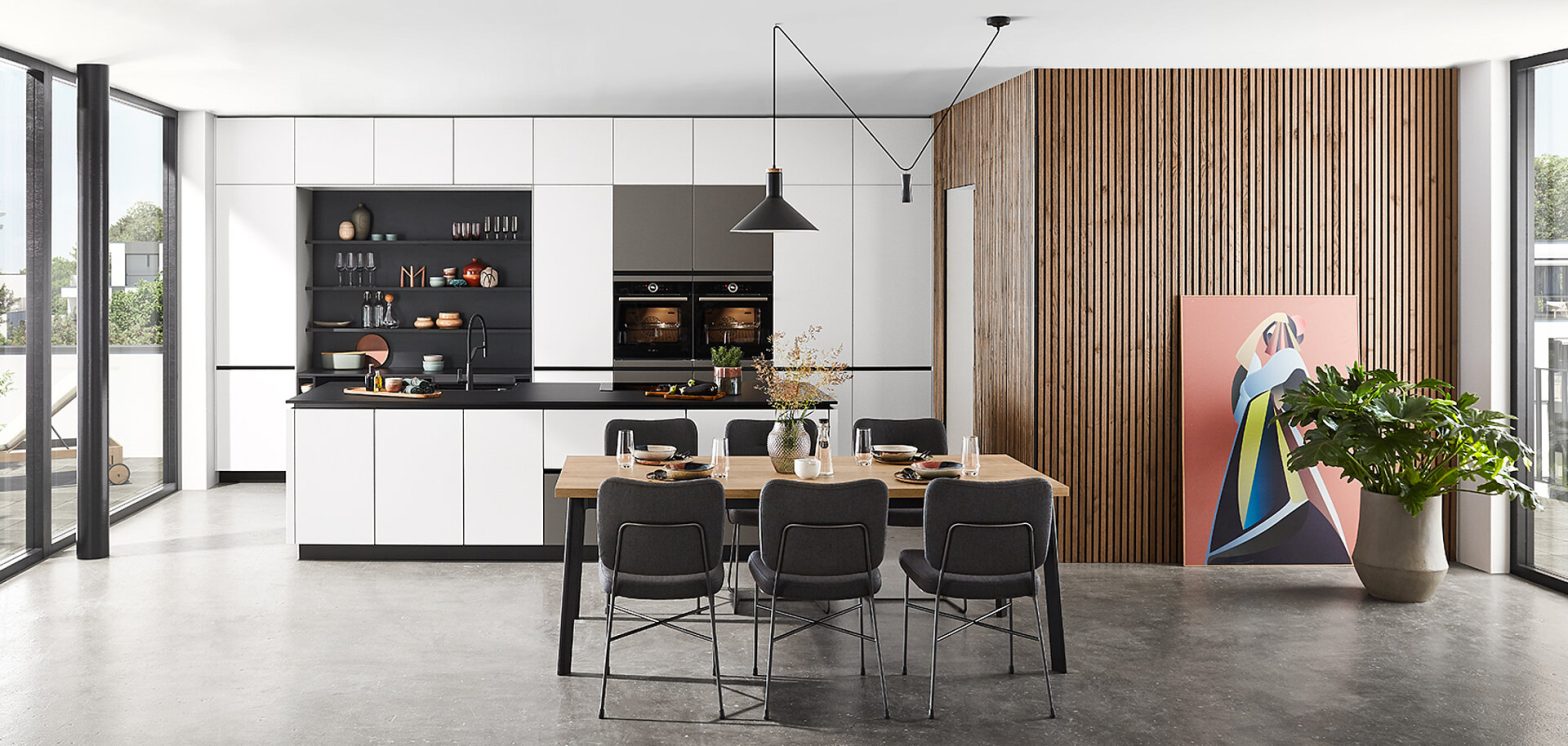 Kitchen cabinets with integrated coffee station