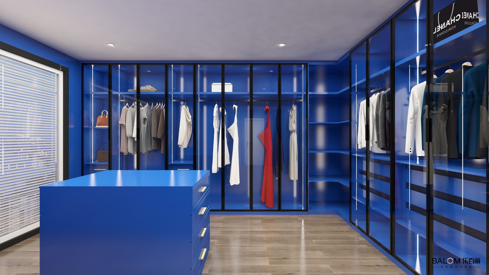 Modern built-in wardrobe with sleek handles