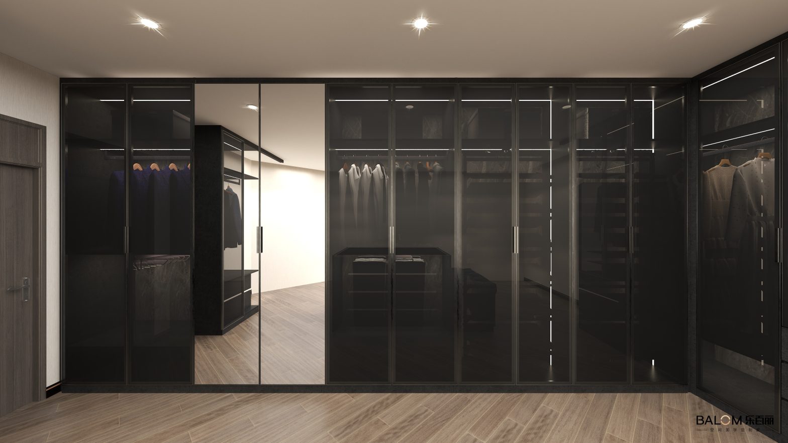 Modern closet cabinets with minimalist doors