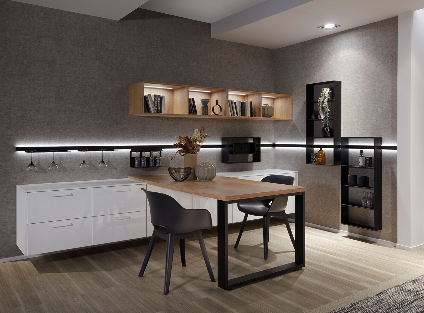 Sleek kitchen cabinets with modern drawer pulls
