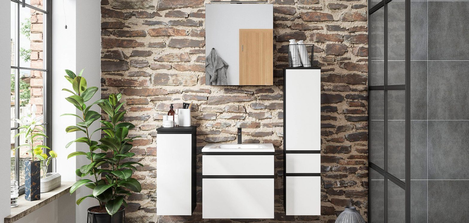 Modern vanity cabinetry with premium hardware