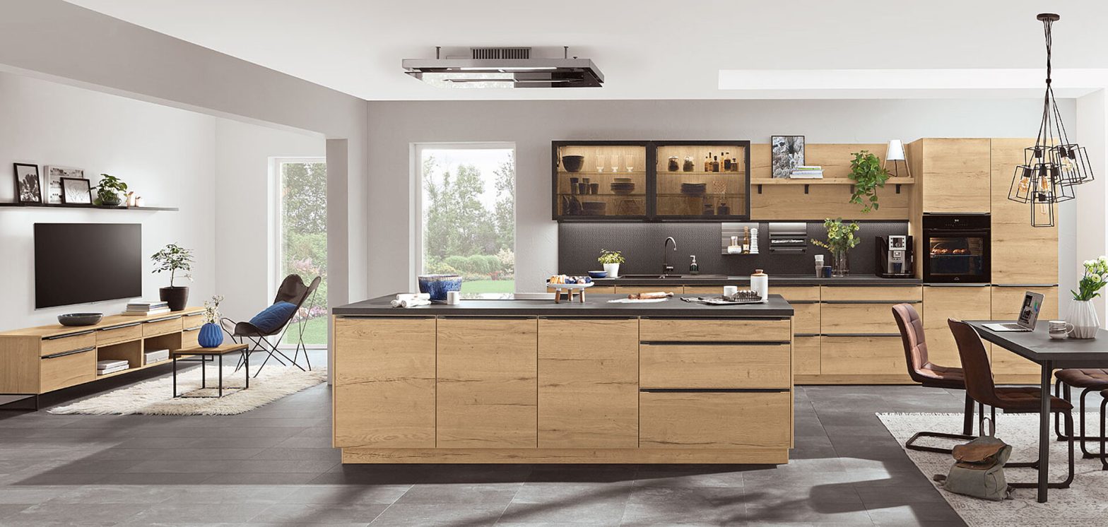 Sleek cabinetry in a spacious contemporary kitchen