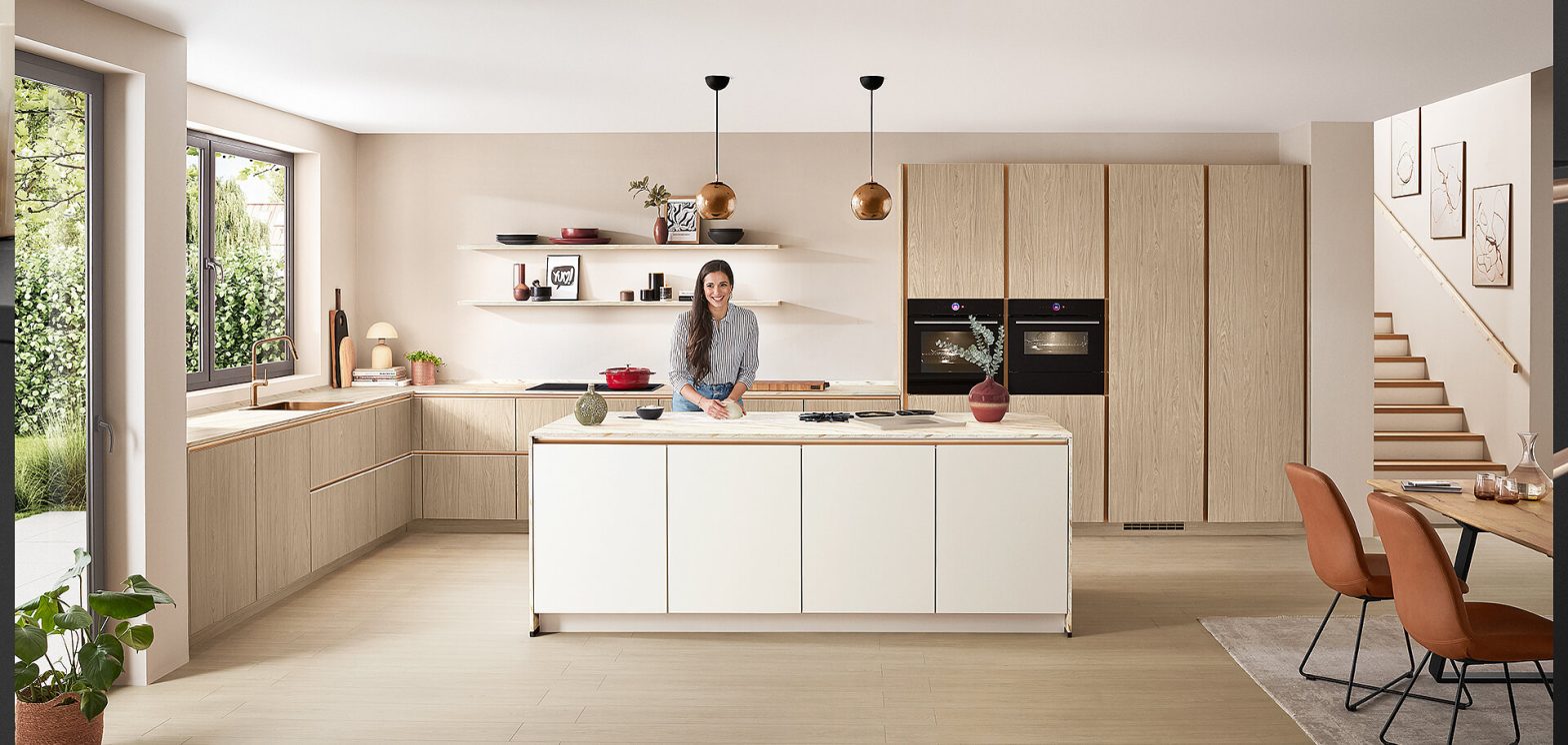 White cabinetry with modern black fixtures