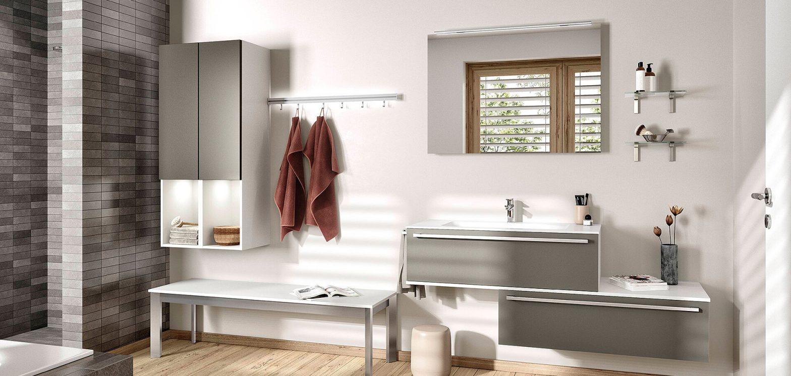Tailored storage cabinetry for bathroom essentials