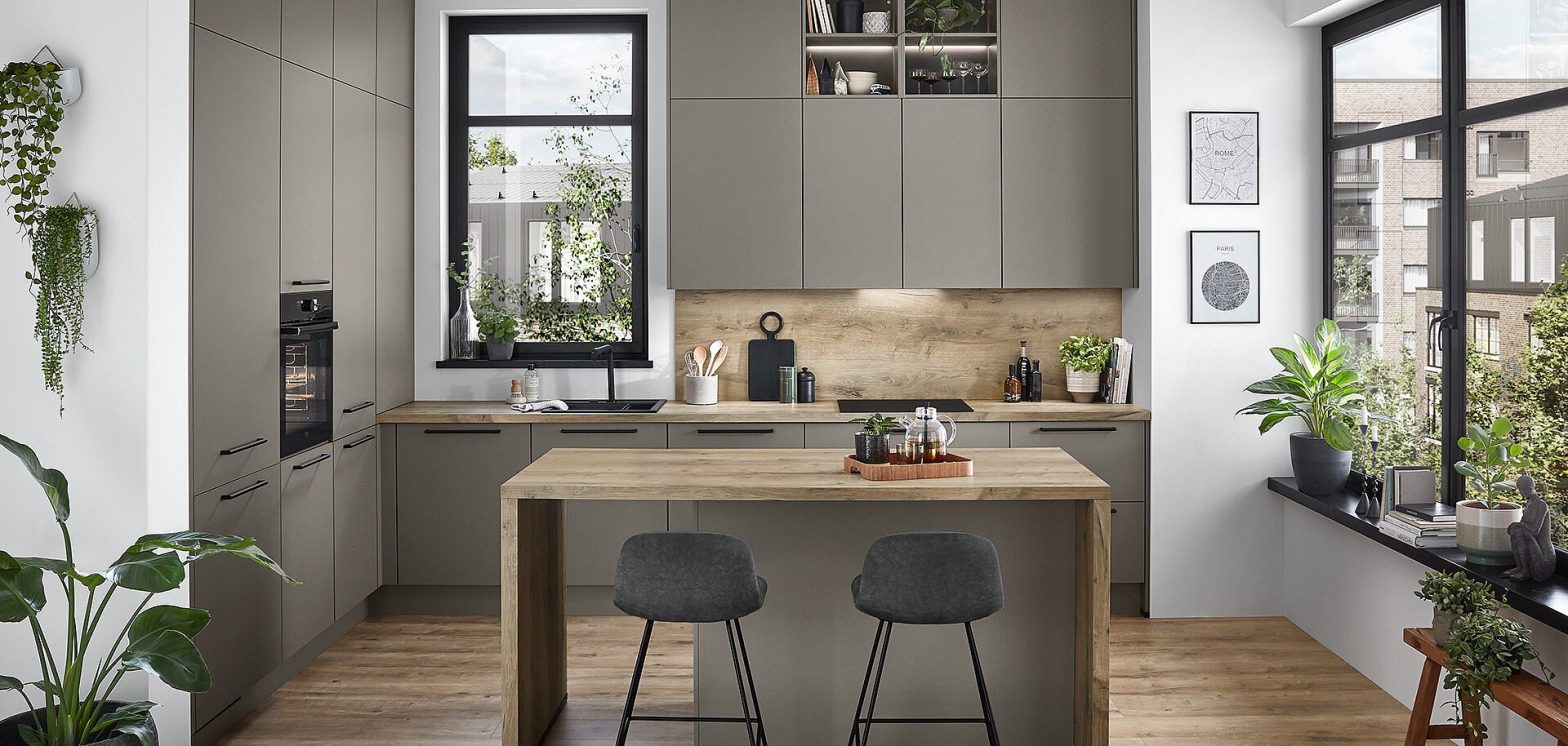 Contemporary cabinets with integrated lighting strips