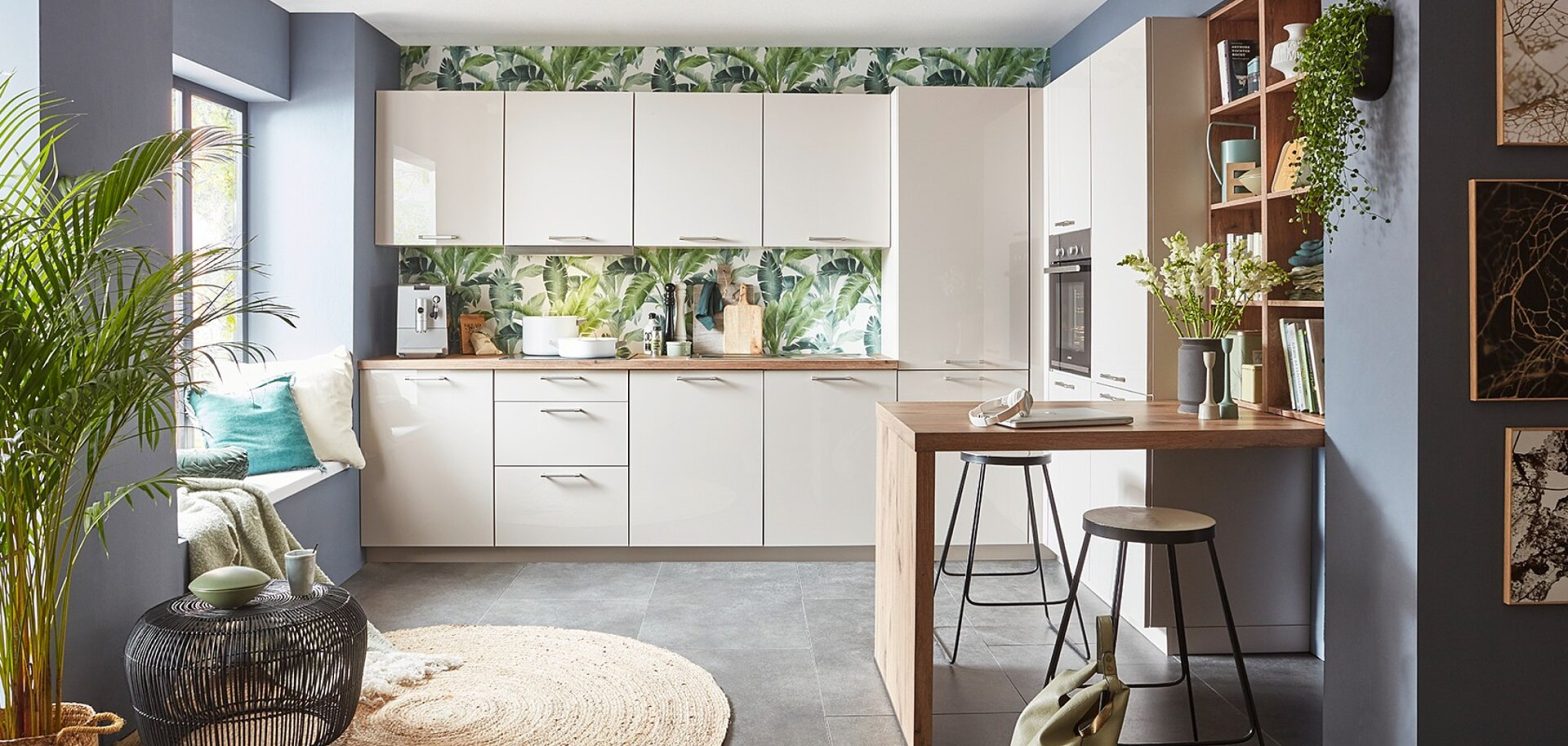 Modern kitchen cabinets with smooth surfaces