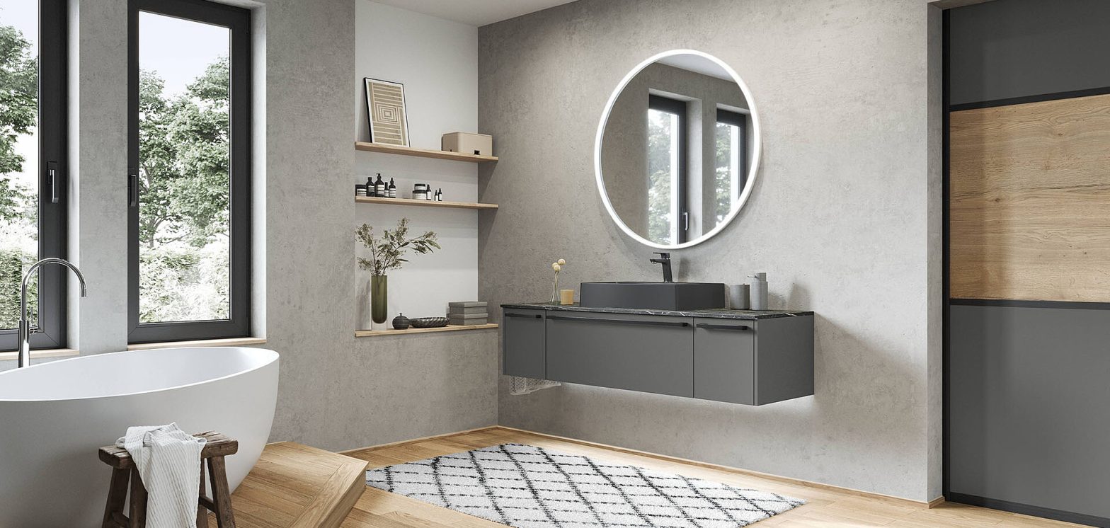 Modern bathroom cabinets with clean lines