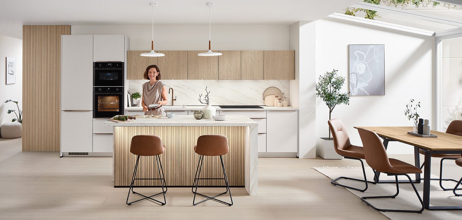 Modern kitchen with elegant design, premium finishes, and functional features