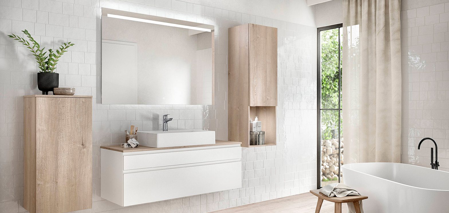 Bespoke vanity cabinetry with multiple drawers
