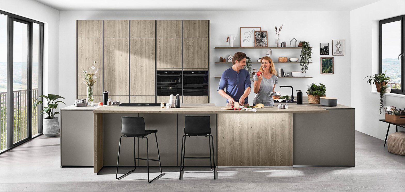 Contemporary wood cabinets with sleek countertops