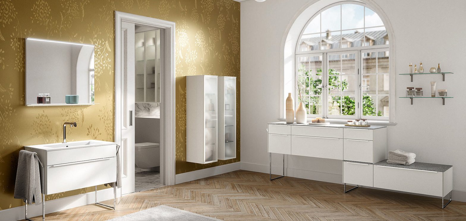 Refined cabinetry beneath bathroom countertop