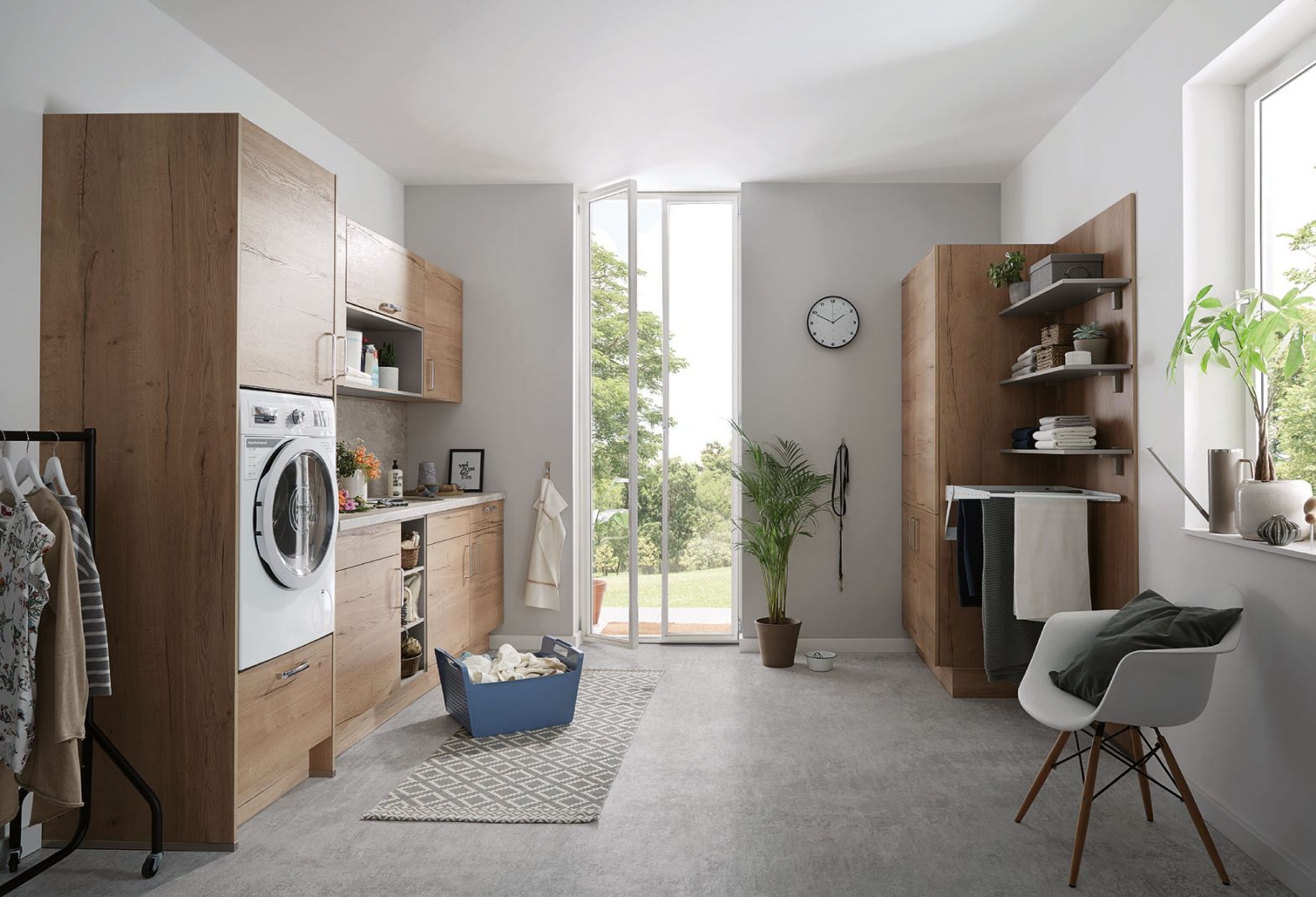 Sleek European cabinetry in laundry room