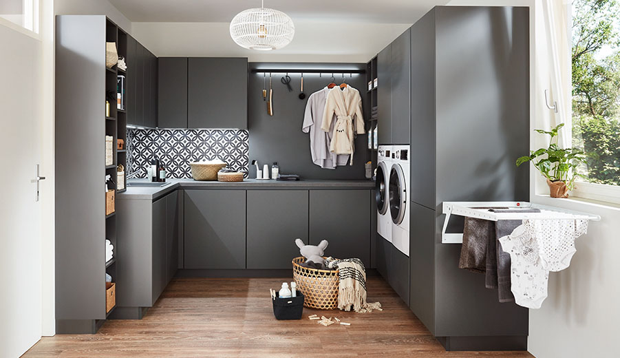 Luxury custom laundry room storage