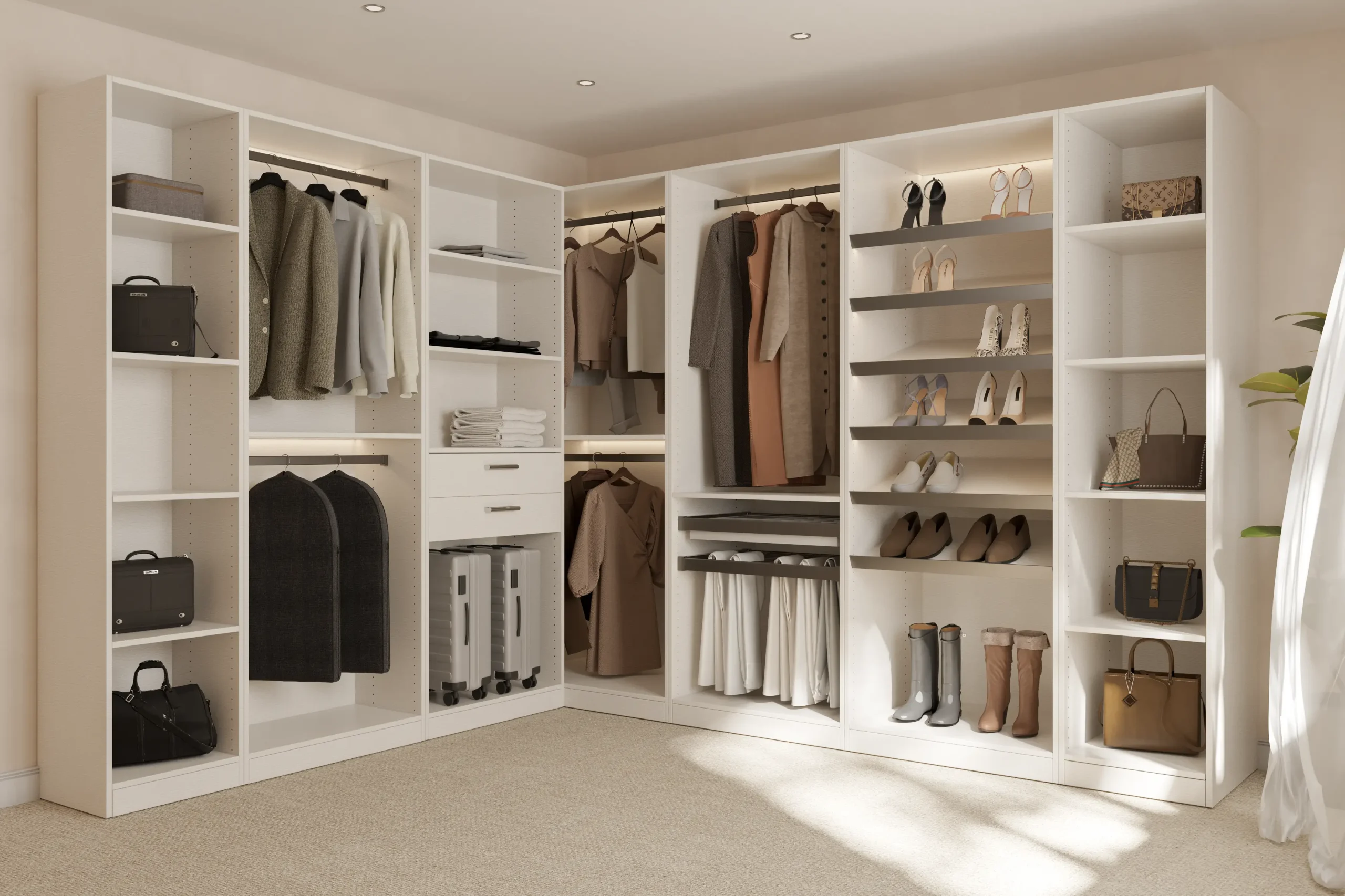 Glass front closet detail
