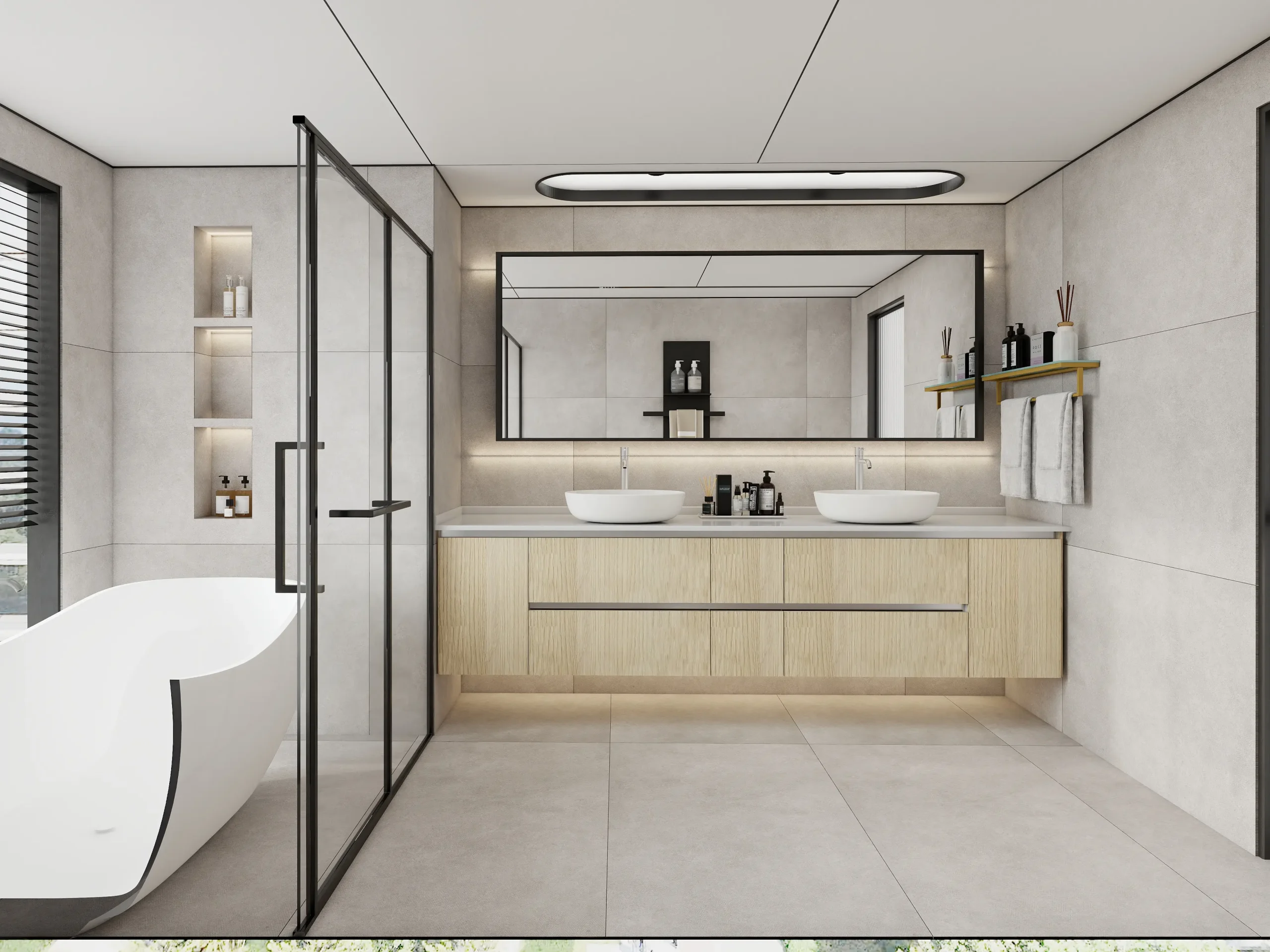 Modern bathroom cabinetry detail