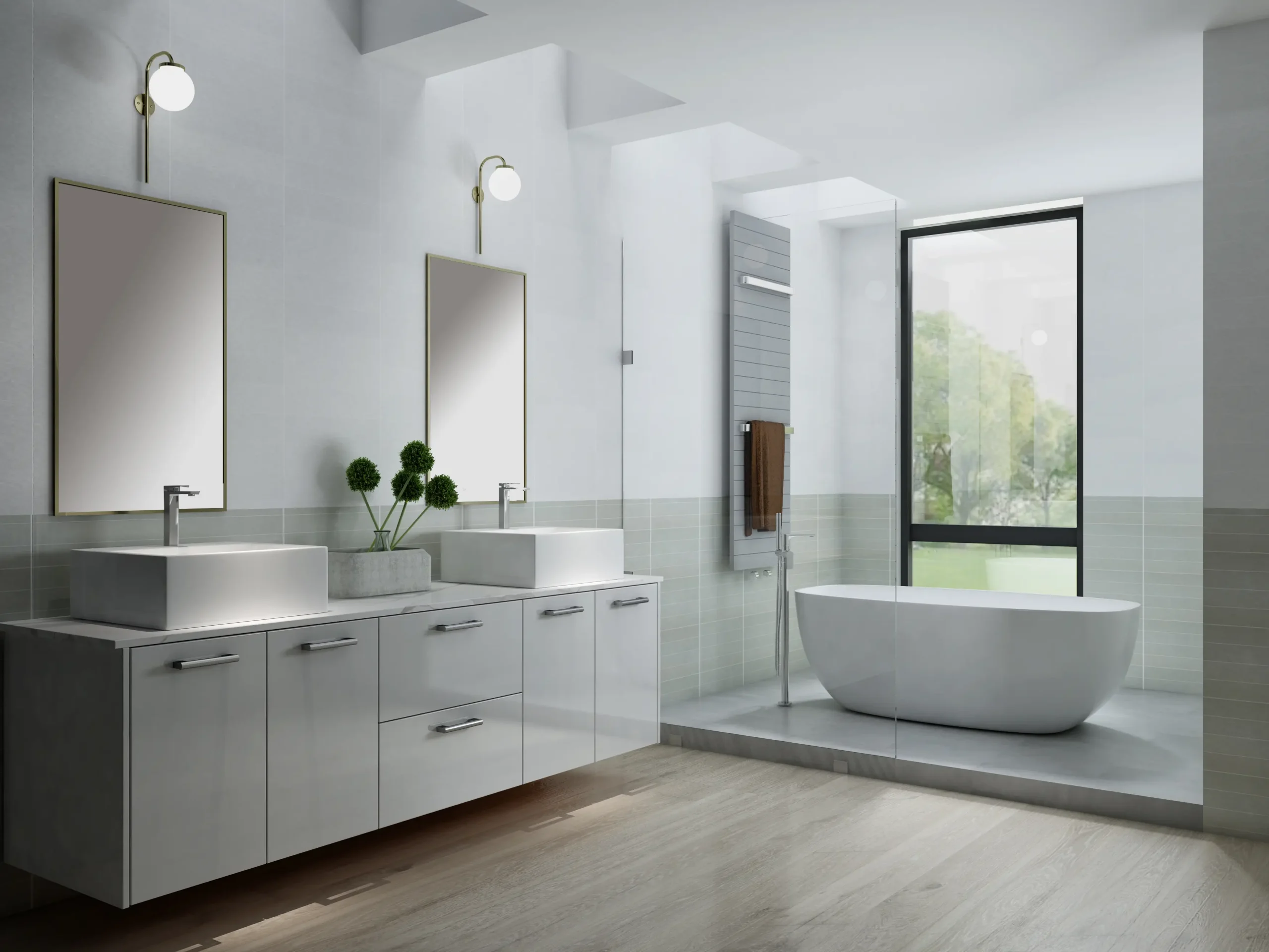 Modern bathroom cabinetry integration